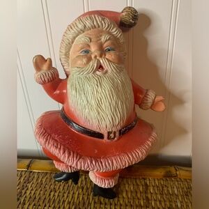 Vintage Dancing Waving Santa MCM Blow Mold Figurine HTF 1950’s 8 inches tall